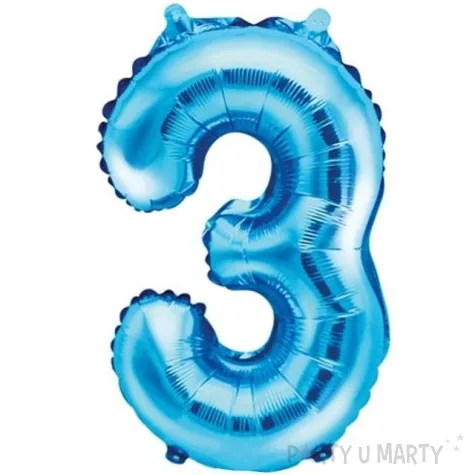 balon foliowy cyfra 3 niebieski partydeco 14 dgt
