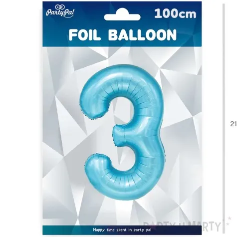 balon foliowy cyfra 3 niebieski partypal 39 dgt