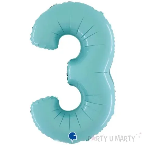 balon foliowy cyfra 3 niebieski pastel grabo 26 dgt