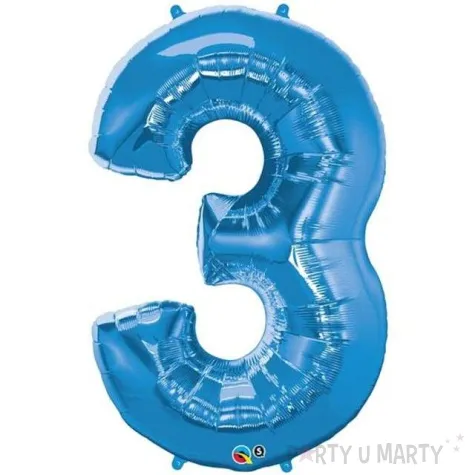 balon foliowy cyfra 3 niebieski qualatex 44 dgt