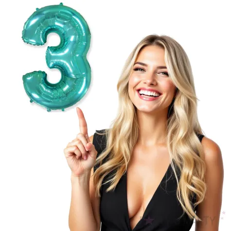 balon foliowy cyfra 3 niebieski tiffany flexmetal 34 dgt