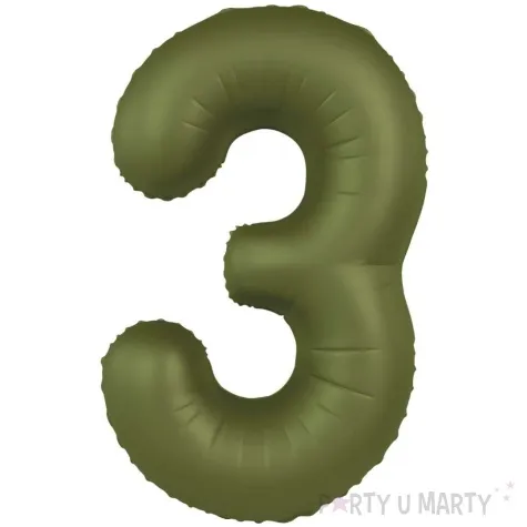 balon foliowy cyfra 3 oliwkowy folat 34 dgt