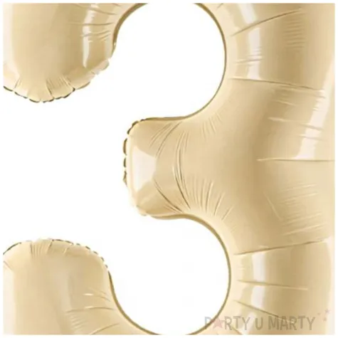 balon foliowy cyfra 3 pastel bezowy partydeco 34 dgt