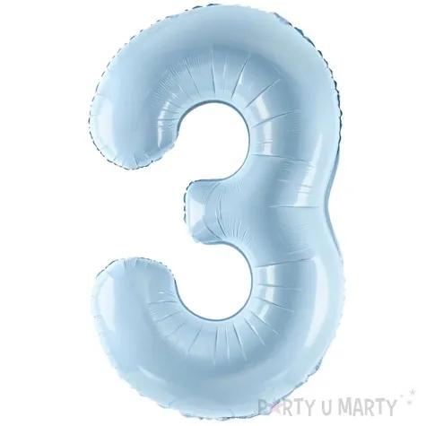 balon foliowy cyfra 3 pastel blekitny partydeco 34 dgt