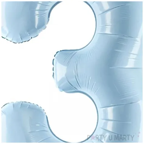 balon foliowy cyfra 3 pastel blekitny partydeco 34 dgt