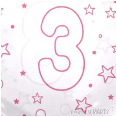 balon foliowy cyfra 3 rozowa transparentny tuban 18 orb