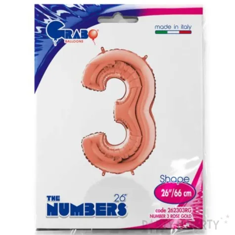 balon foliowy cyfra 3 rozowe zloto grabo 26 dgt