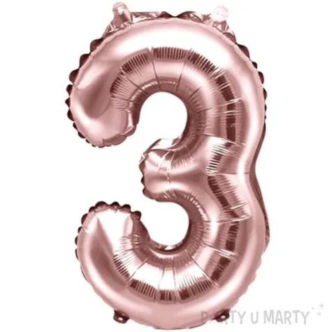 balon foliowy cyfra 3 rozowe zloto partydeco 14 dgt
