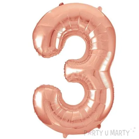 balon foliowy cyfra 3 rozowe zloto unique 34 dgt
