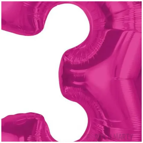 balon foliowy cyfra 3 rozowy ciemny godan 36 dgt