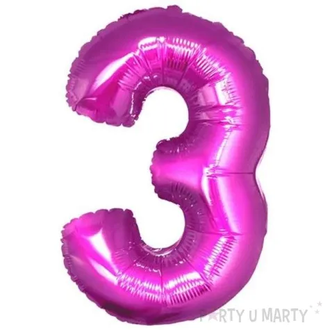 balon foliowy cyfra 3 rozowy godan 34 dgt