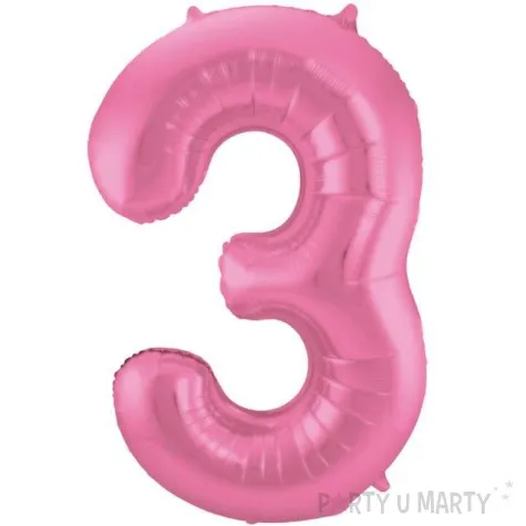 balon foliowy cyfra 3 rozowy mat folat 34 dgt
