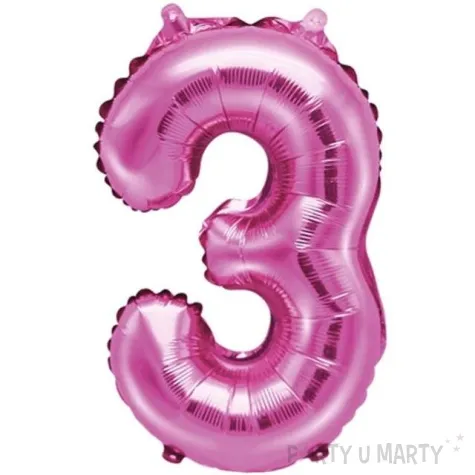 balon foliowy cyfra 3 rozowy partydeco 14 dgt