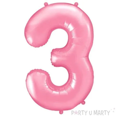 balon foliowy cyfra 3 rozowy partydeco 34 dgt