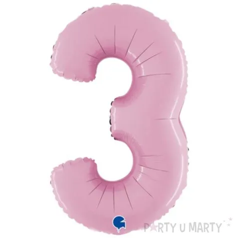 balon foliowy cyfra 3 rozowy pastel grabo 26 dgt