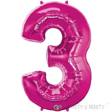 balon foliowy cyfra 3 rozowy qualatex 44 dgt