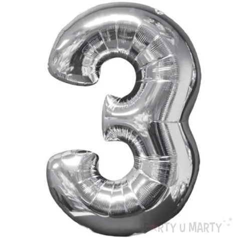 balon foliowy cyfra 3 srebrny amscan 26 dgt