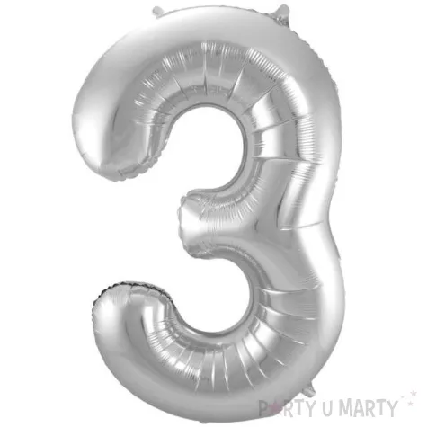 balon foliowy cyfra 3 srebrny folat 34 dgt
