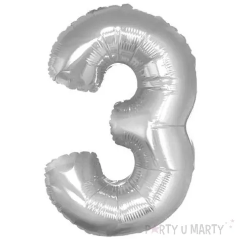balon foliowy cyfra 3 srebrny godan 14 dgt