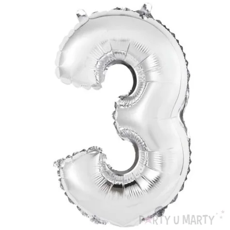 balon foliowy cyfra 3 srebrny godan 14 dgt