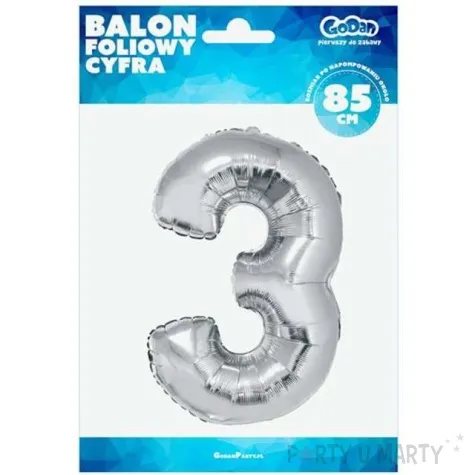 balon foliowy cyfra 3 srebrny godan 34 dgt