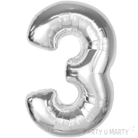 balon foliowy cyfra 3 srebrny godan 36 dgt