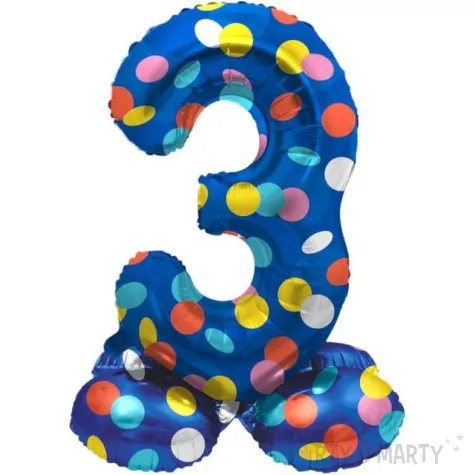 balon foliowy cyfra 3 stojaca grochy folat 28 dgt