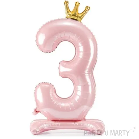 balon foliowy cyfra 3 stojaca rozowa partydeco 33 dgt