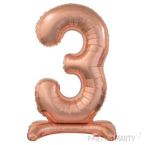 balon foliowy cyfra 3 stojaca rozowe zloto godan 29 dgt