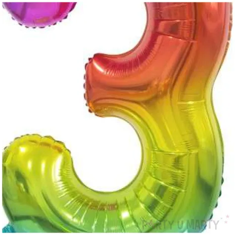 balon foliowy cyfra 3 stojaca teczowy godan 29 dgt