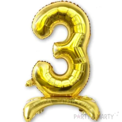 balon foliowy cyfra 3 stojaca zlota dekoracjepolska 15 dgt