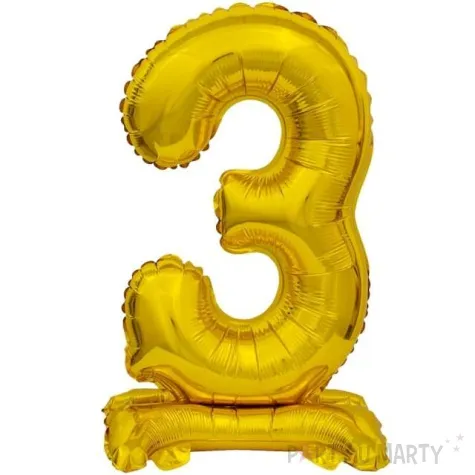 balon foliowy cyfra 3 stojaca zloty godan 15 dgt
