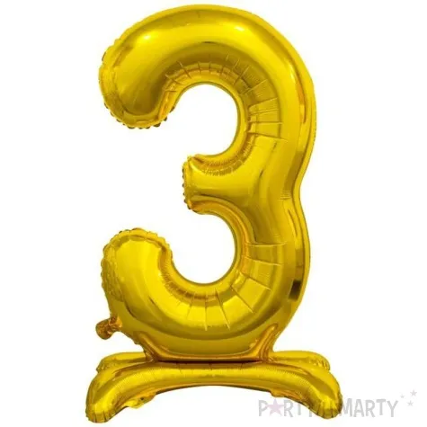 balon foliowy cyfra 3 stojaca zloty godan 29 dgt
