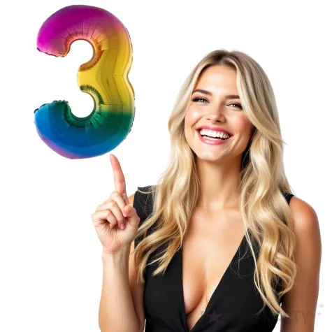 balon foliowy cyfra 3 teczowy funny fashion 40 dgt