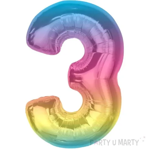 balon foliowy cyfra 3 teczowy godan 36 dgt