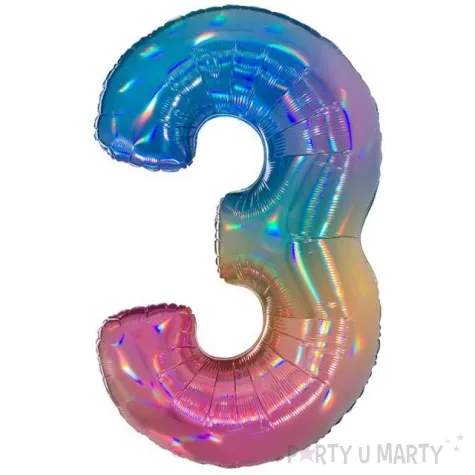 balon foliowy cyfra 3 teczowy grabo 40 dgt