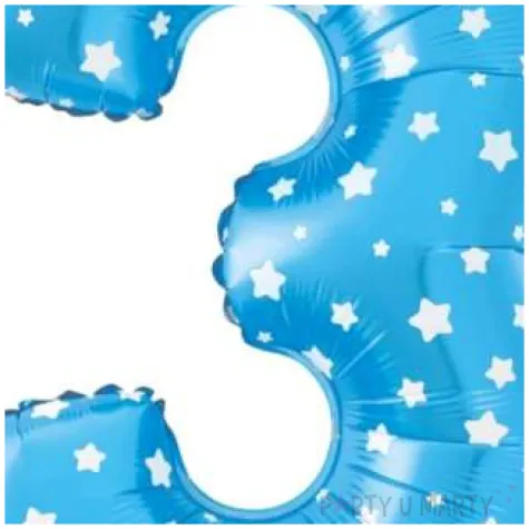 balon foliowy cyfra 3 w gwiazdki niebieski jix 18 dgt