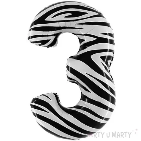 balon foliowy cyfra 3 zebra grabo 40 dgt