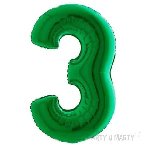 balon foliowy cyfra 3 zielony grabo 40 dgt