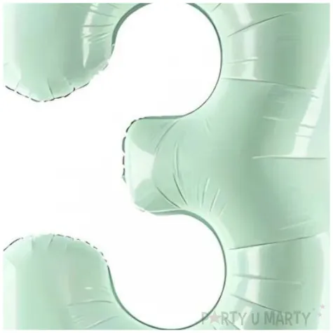 balon foliowy cyfra 3 zielony partydeco 34 dgt
