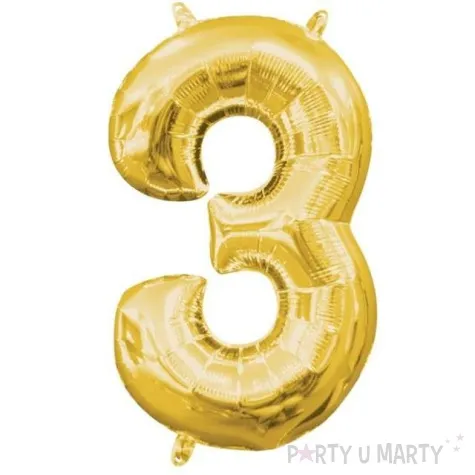 balon foliowy cyfra 3 zloty amscan 13 dgt