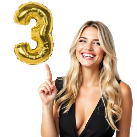 balon foliowy cyfra 3 zloty amscan 14 dgt