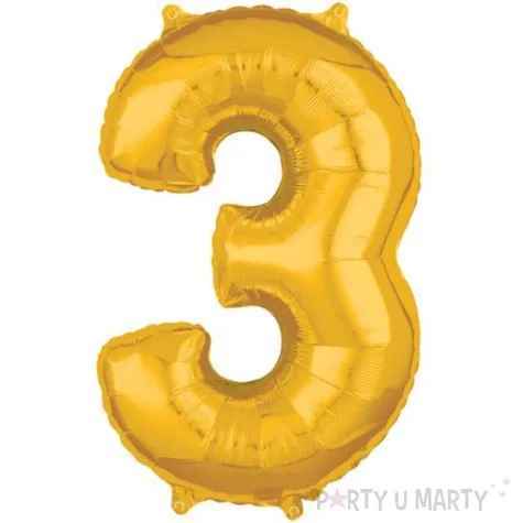 balon foliowy cyfra 3 zloty amscan 26 dgt