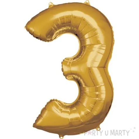 balon foliowy cyfra 3 zloty amscan 34 dgt