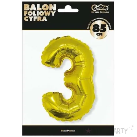 balon foliowy cyfra 3 zloty godan 34 dgt