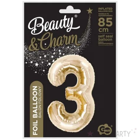 balon foliowy cyfra 3 zloty jasny godan 33 dgt
