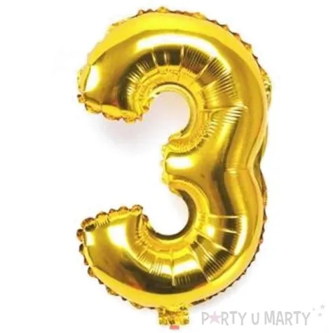 balon foliowy cyfra 3 zloty oem 16 dgt