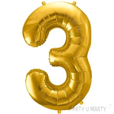 balon foliowy cyfra 3 zloty partydeco 34 dgt