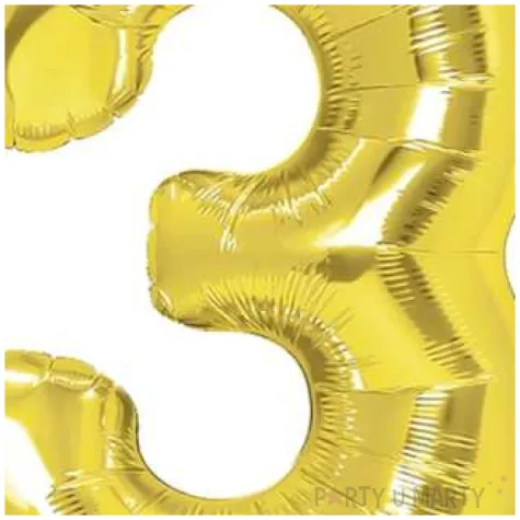 balon foliowy cyfra 3 zloty partypal 16 dgt