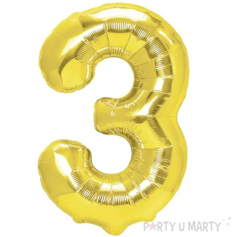 balon foliowy cyfra 3 zloty partypal 28 dgt
